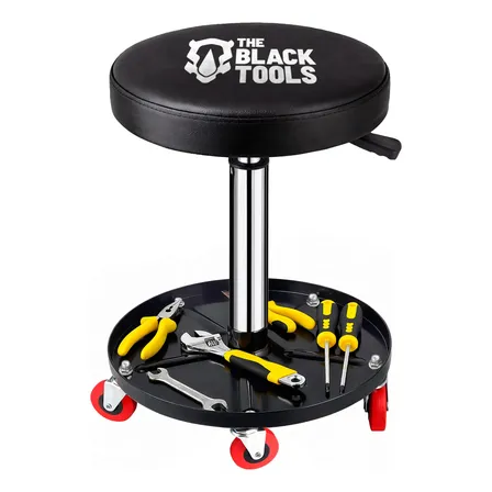 Banqueta Giratória Regulavel C/bandeja Mecânico Até 150kg Preto