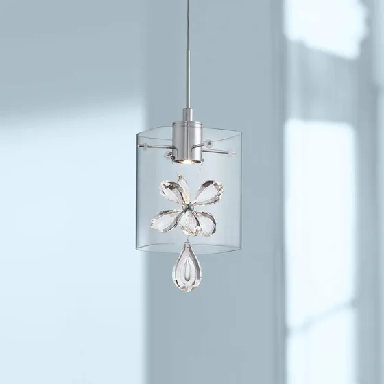 Mini Lampara Colgante Cromada 4 3 4  Ancho Moderna Led Casa