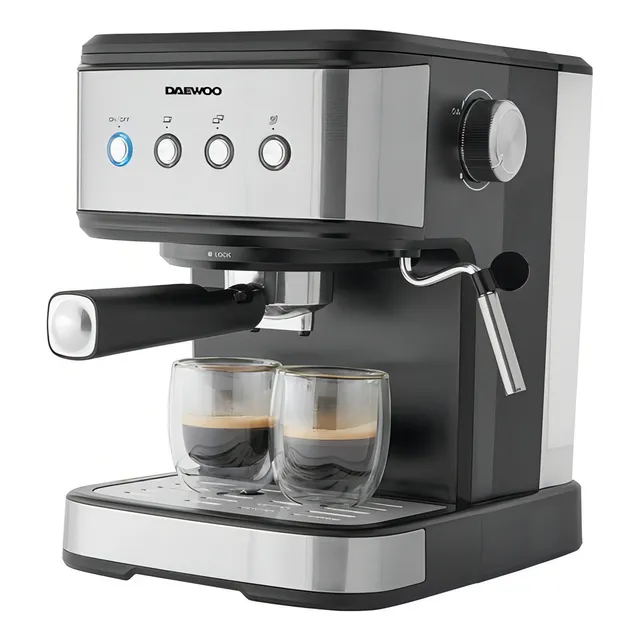 Cafetera Espresso 1,5lts Daewoo Automática Acero Inoxidable! Color Plateado