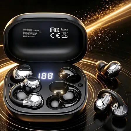 Fone de Ouvido Bluetooth Sem Fio 2 em 1 Clip e TWS para Dormir de Lado Corrida Academia Esportivo IPX5 30h Chamadas Nítidas Microfone Ouvidos Pequenos Estojo 300mAh TWS In-Ear