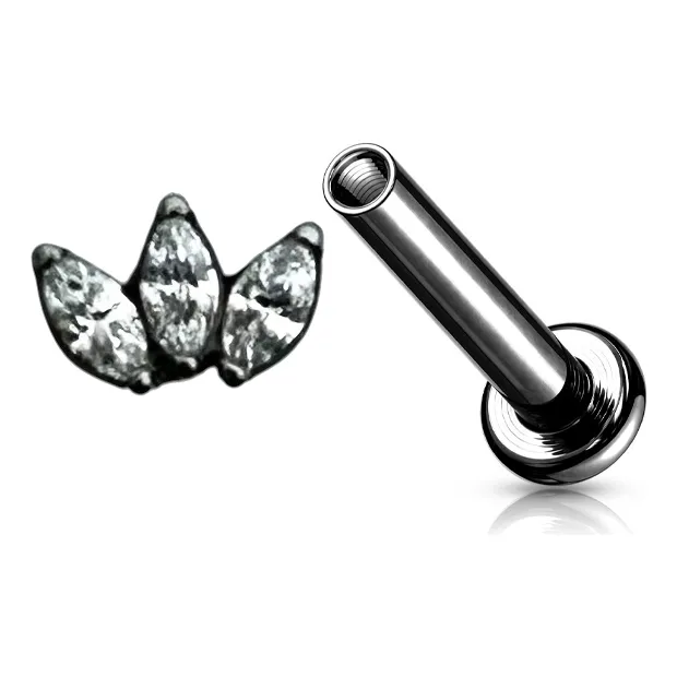 Piercing Labret + Top Marquise Leaf Titanio Astm F136 Zircon