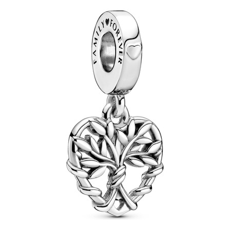 Charm Pendente De Coração E Árvore Da Família Charm Pendente De Coração E Árvore Da Família