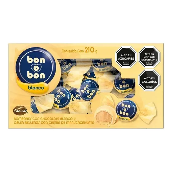 Bon o Bon Blanco Bon o Bon chocolate blanco con sin agregado caja 210 g pack x 15
