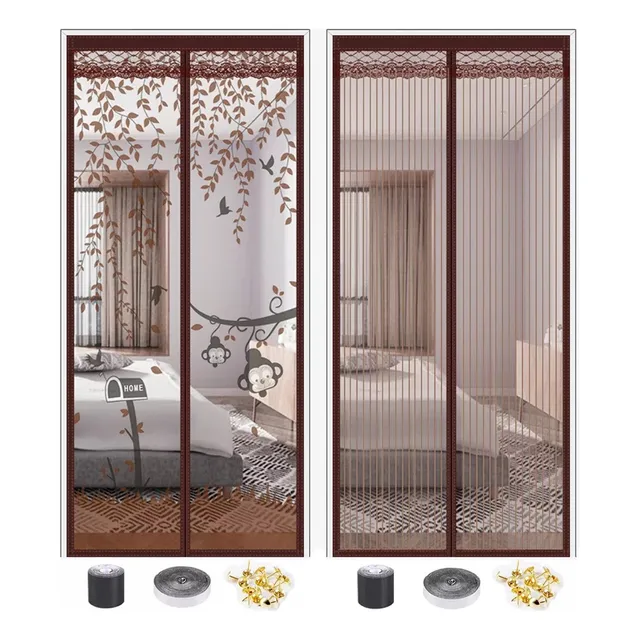 Mosquitero Puerta Magnético Cortina Velcro Fácil Instale 2pc