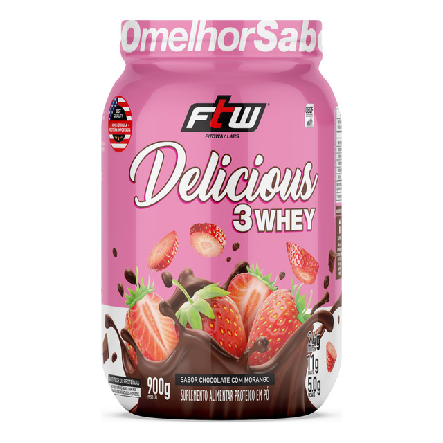 Delicious 3 Whey Proteína Hidrolisada Concentrada E Isolada Pote 900g Sabor Chocolate Com ... Delicious 3 Whey Proteína Hidrolisada Concentrada E Isolada Pote 900g Sabor Chocolate Com ...