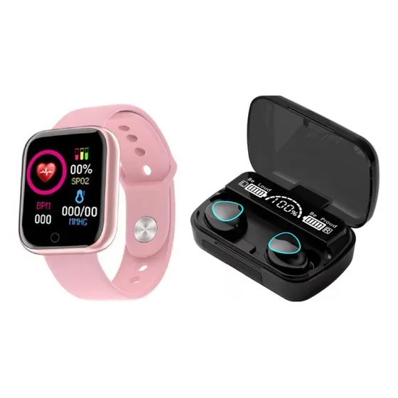 Kit Relógio Smartwatch D20 + Fone De Ouvido Sem Fio M10