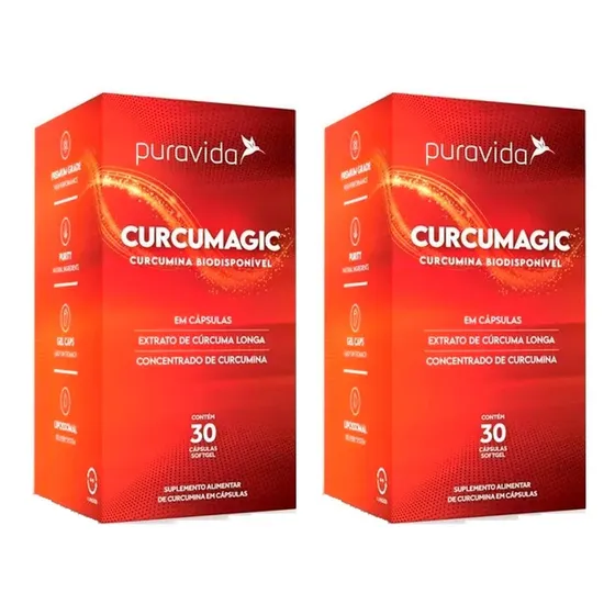 2x Curcumagic (curcumina Biodisponível) 30 Cápsulas Puravida