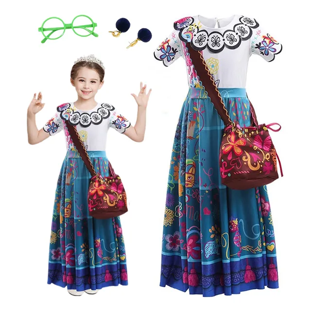 Vestidos Familiares De Madre E Hija + Bolsos + Pendientes + Gafas Juego De Cuatro Piezas De Disfraces Para Niños Y Adultos De Halloween