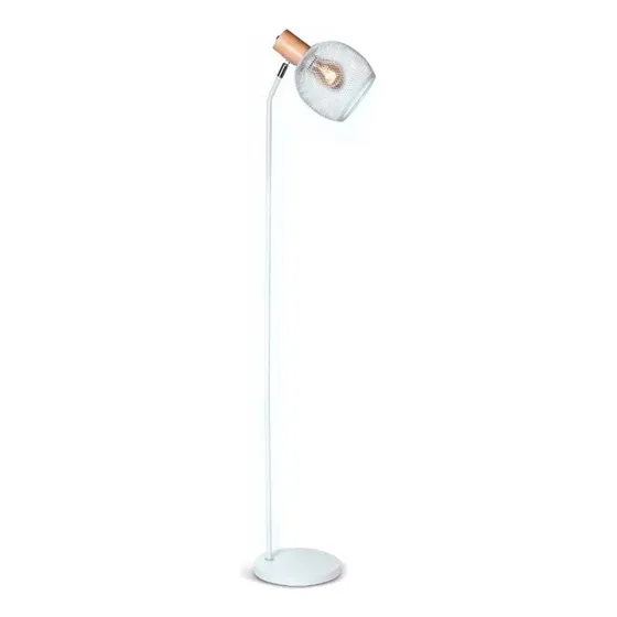Lampara De Pie Osaka Chapa Y Madera Vintage E27 Apto Led