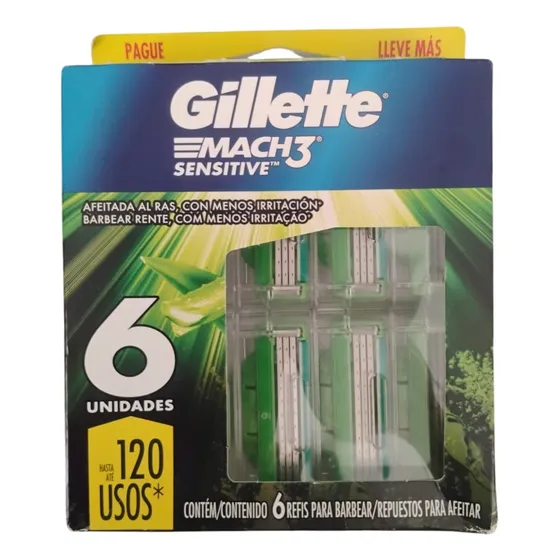 Gillette Mach 3 Repusto Afeitar 6 Unidades Verde