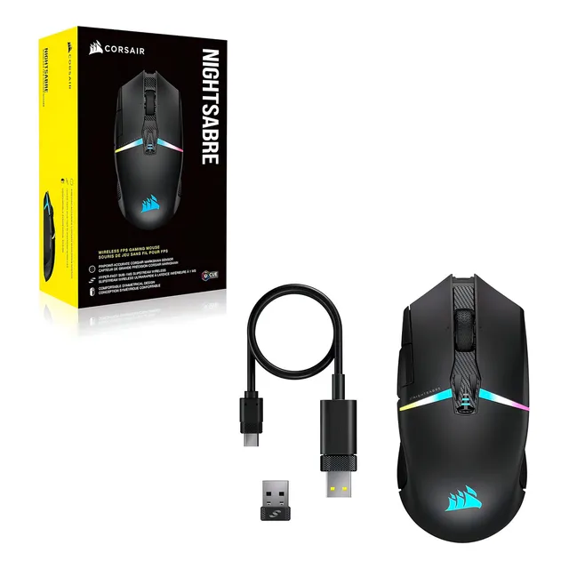MOUSE GAMER DE JUEGO INALÁMBRICO CORSAIR NIGHTSABRE NEGRO