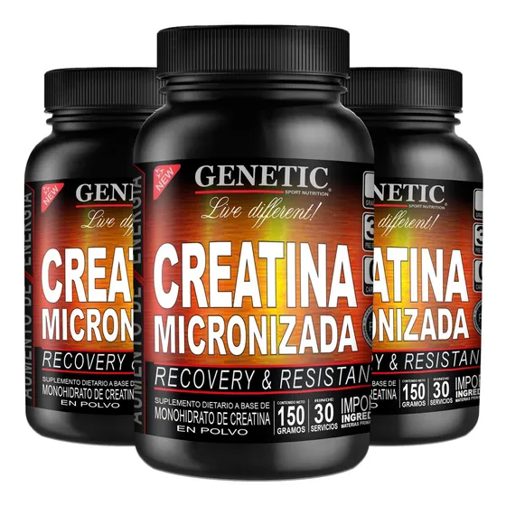 Creatina Monohidrato Micronizada 100% Pura Sin Tacc Genetic Sabor Neutro