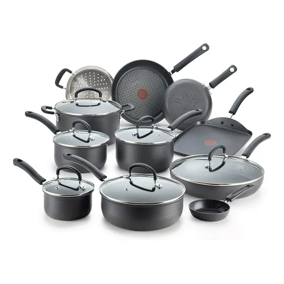 Set De Ollas T-fal Antiadherentes Anodizados,17 Piezas,negro