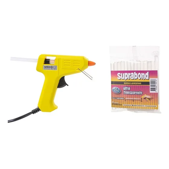 Pistola Encoladora Silicona Suprabond + 25 Barras +