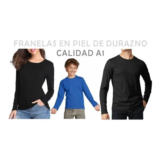 Franelas En Piel De Durazno  Manga Larga