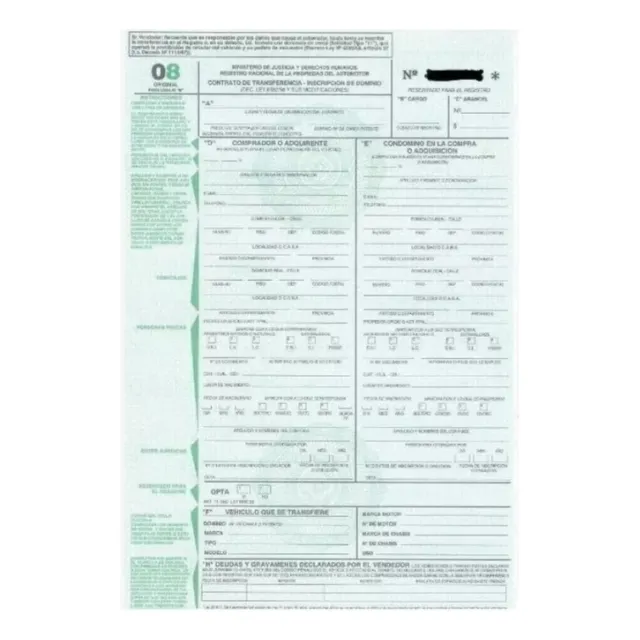 Formulario Para El Automotor 08 Auto Transferencia