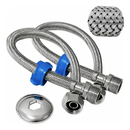 Engate Flexível Inox 40cm Alta Pressão 1/2 Entrada Rosca 2 Unidades Prateado Flexível