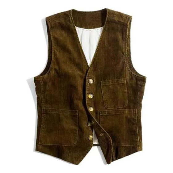 Colete De Trabalho De Veludo Retrô Da Moda Masculina
