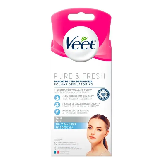 Bandas De Cera Depilatorias Veet Facial Piel Sensible 16 Unidades