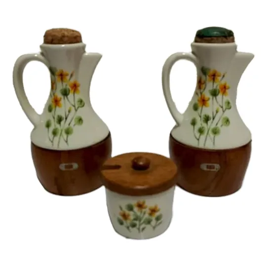 Set - Juego De Vinagrera - Aceitera - Azucarero - Ceramica