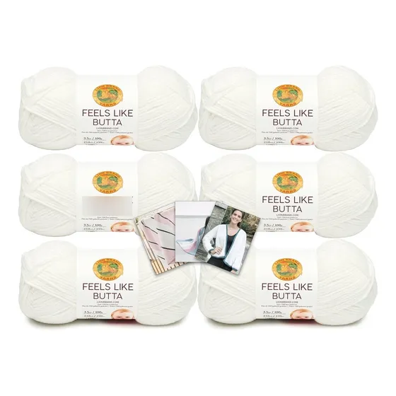 Lion Brand Yarn Feels Like Butta 6 Color Blanco