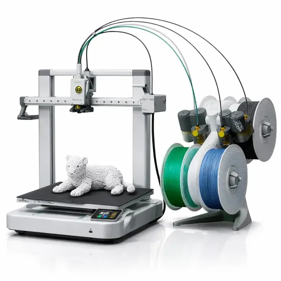 Impresora 3D Bambu Lab A1 Combo color gris con tecnología de impresión FDM