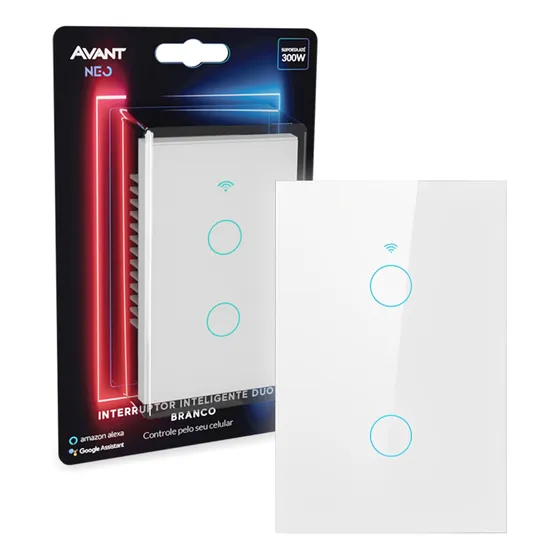 Interruptor Inteligente Touch Wifi 2 Botões Branco Avant Neo