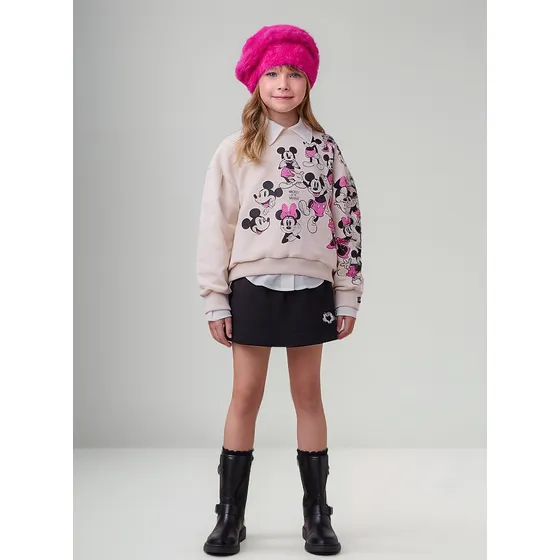 Conjunto Casaco E Shorts Efeito Minnie E Mickey Animê