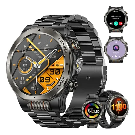 Smartwatch Impermeável De 3 Atm Com Sensor De Luz De Alças D Preto Milanês
