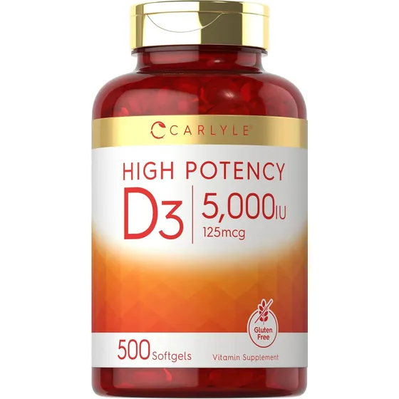 Carlyle Vitamina D3 5000 Iu 125 Mcg Con 500 Softgels Sin Sabor