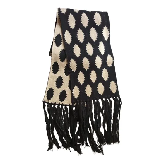 Bufanda En Lana Blanco Y Negro Unisex Doble Faz