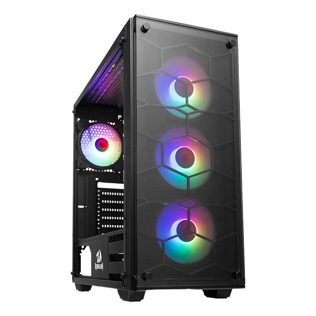 Gabinete Gamer Redragon Wheeljack Negro Con 3 Abanicos Rgb Mid Tower