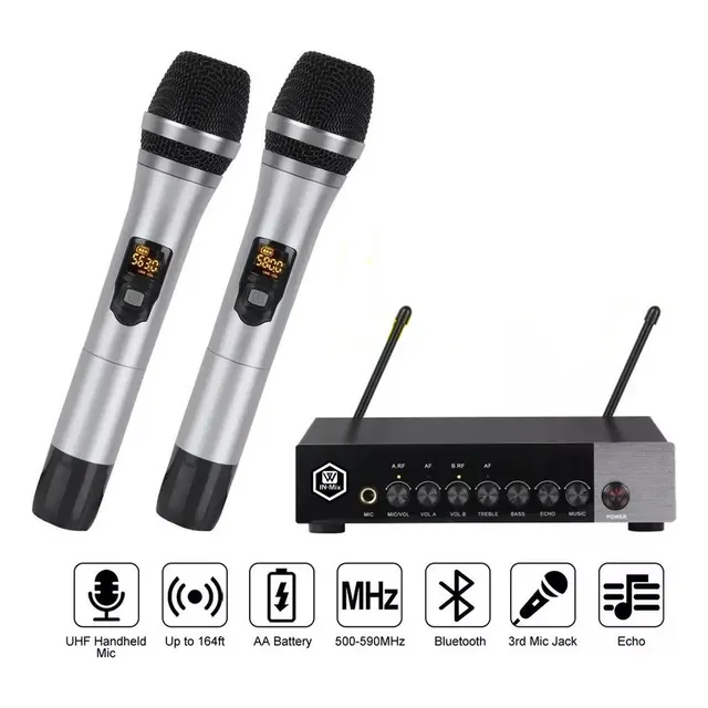 Winmix 2 Microfonos Inalambricos Uhf Doble Canal Nk-110