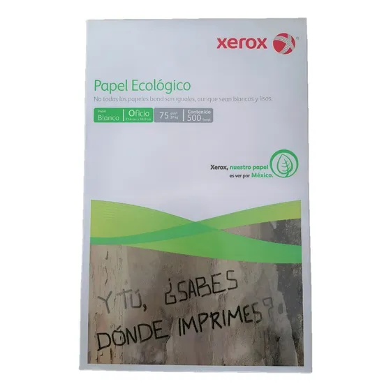 Hoja De Papel Ecológico Xerox Tamaño Oficio Paquete 500 Pz