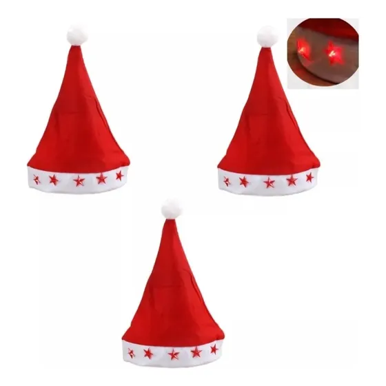 Pack De 10 Gorros De Navidad Con Luces