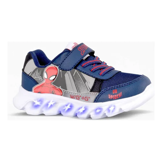 Zapatillas Footy Spiderman Marvel Luces Led Varon Bebe Sp663