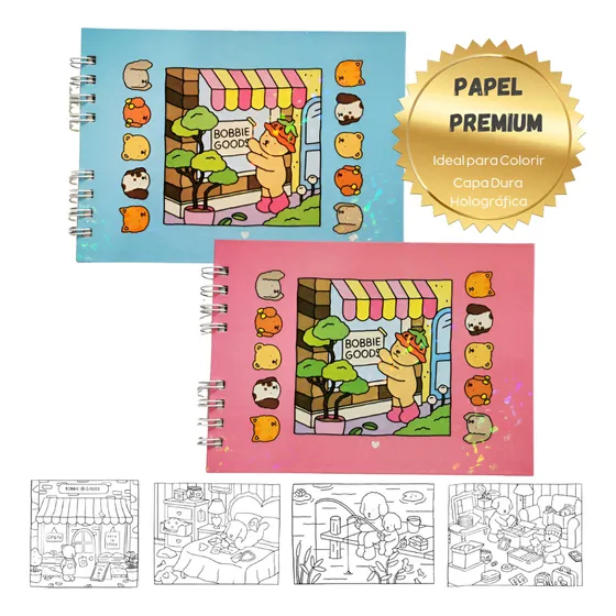 Livro Para Colorir 50 Paginas Stitch Ursinho Labubu Bob Goods Caderno De Colorir Boobie Goods Folha Acetato Papel Gramatura 180g Capa Dura Edição Inédita