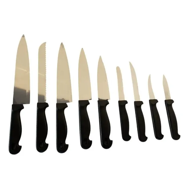 Juego De Cuchillos Facusa Láminas D Acero Inox 9 Piezas Color Negro