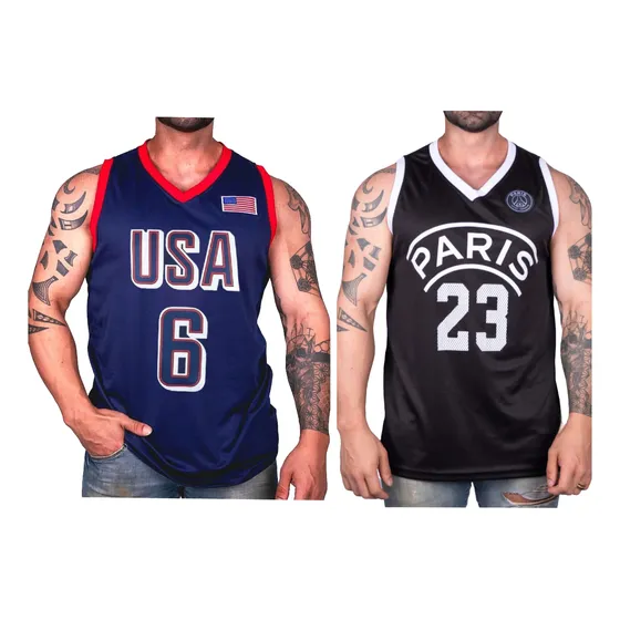 Kit Com 2 Regata Camiseta Basquete Treino Masculino