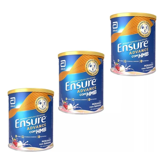 Kit 3 Ensure Advance Morango C/ Banana 400g Suplemento