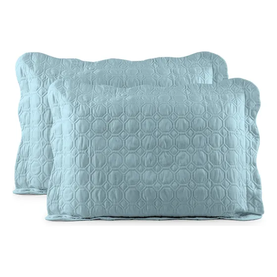 Kit 2 Porta Travesseiros 70x50cm 150 Fios Percal Matelado Cor Azul