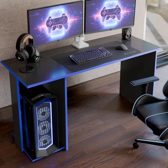 Mesa Escrivaninha Gamer Valorant Para Quarto C/ Espaço De Pc