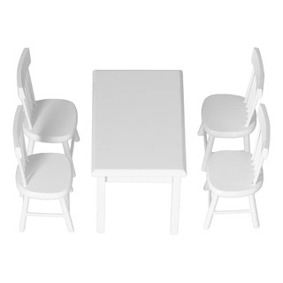 Casa De Muñecas Blanca, Muebles En Miniatura1 Mesa, 4 Sillas Casa De Muñecas Blanca, Muebles En Miniatura1 Mesa, 4 Sillas