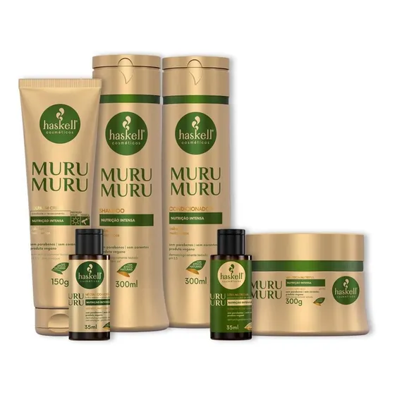 Kit Haskell Muru 300 Sh Cond Masc Leave In 150 Óleo E Seiva