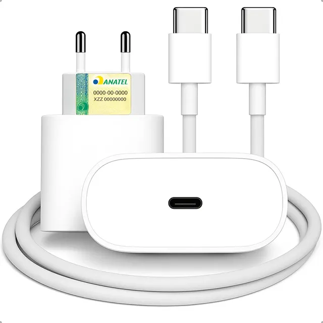 Carregador Turbo Tipo C 30w Para iPhone 15 16 17 Pro Max Branco