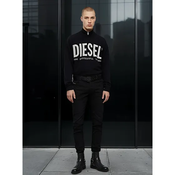 Jean Diesel Hombre Negro Clásico Sleenker Made In Italy