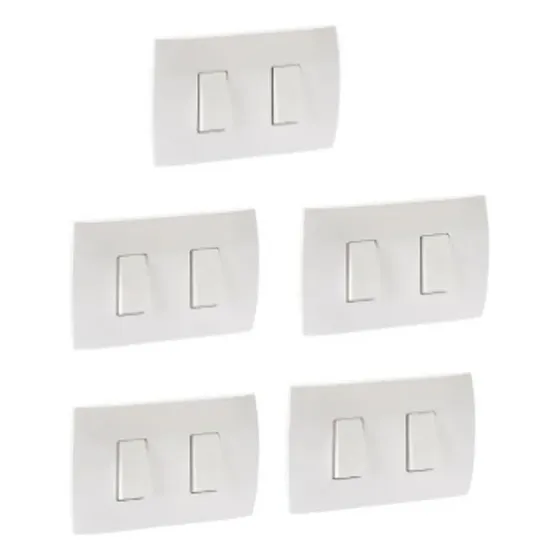 Placa Con 2 Apagadores Sencillos Blanco Marisio