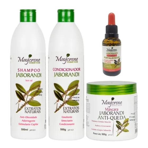 Kit Jaborandi Antiqueda + Sérum Capilar 30ml Maycrene + Nf