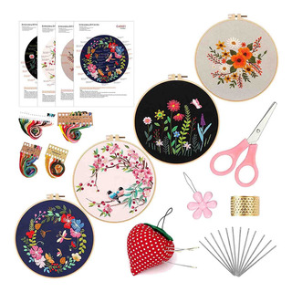 Kit De Bordado Para Iniciantes, Pacote Com 4 Kits De Costura Kit De Bordado Para Iniciantes, Pacote Com 4 Kits De Costura