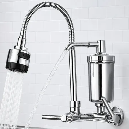 Torneira Gourmet Luxo Com Filtro Puficador Flexível Cozinha Parede 2 Jatos Cor Cromada - Marca Camperluz